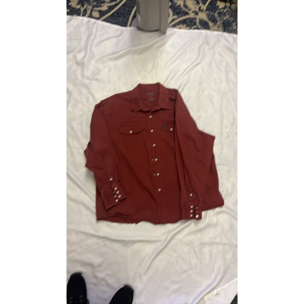 Wrangler Men's Red Pearl Snap‎ Western Shirt Cowboy Rodeo Long Sleeve Sz 3 X
